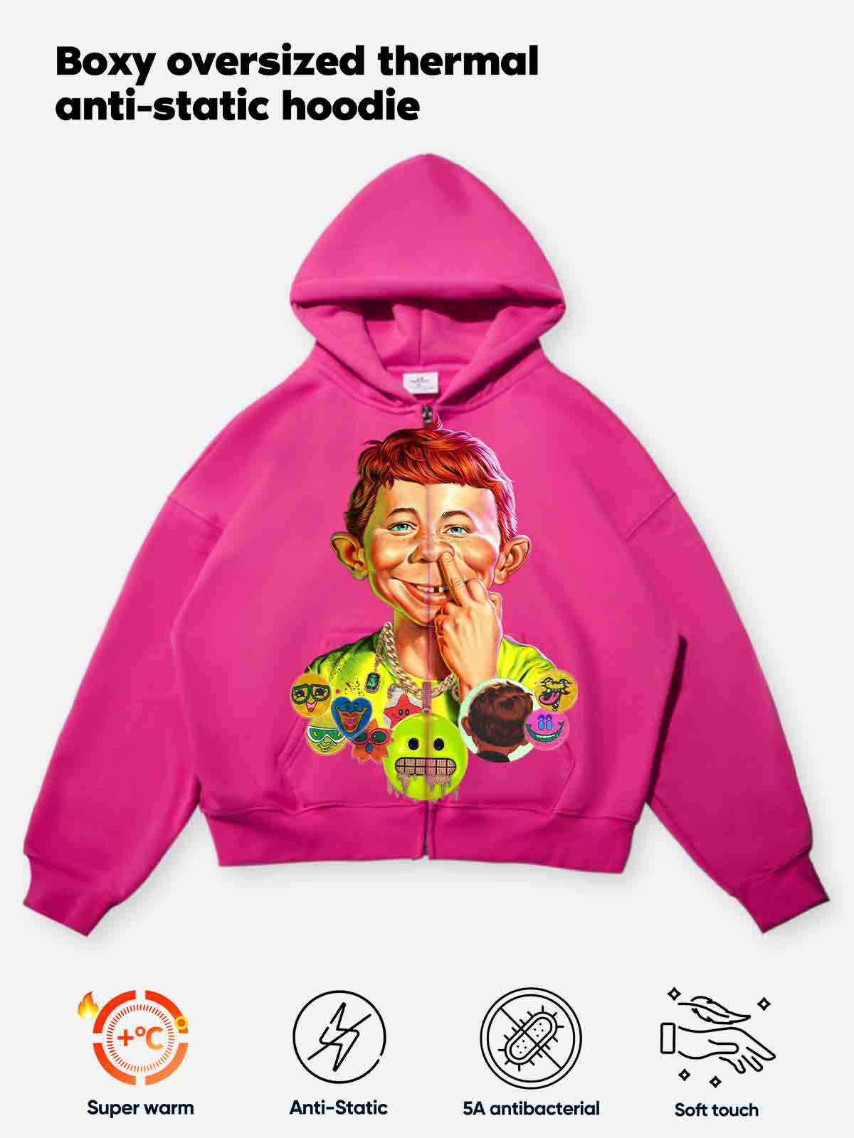 Bad Boy Hip-Hop Style Distressed Print Hoodie