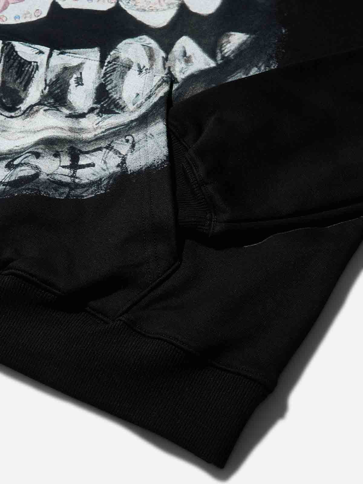 Pencil-Drawing Style Color Diamond Grills Boxy Tech Fabric Hoodie