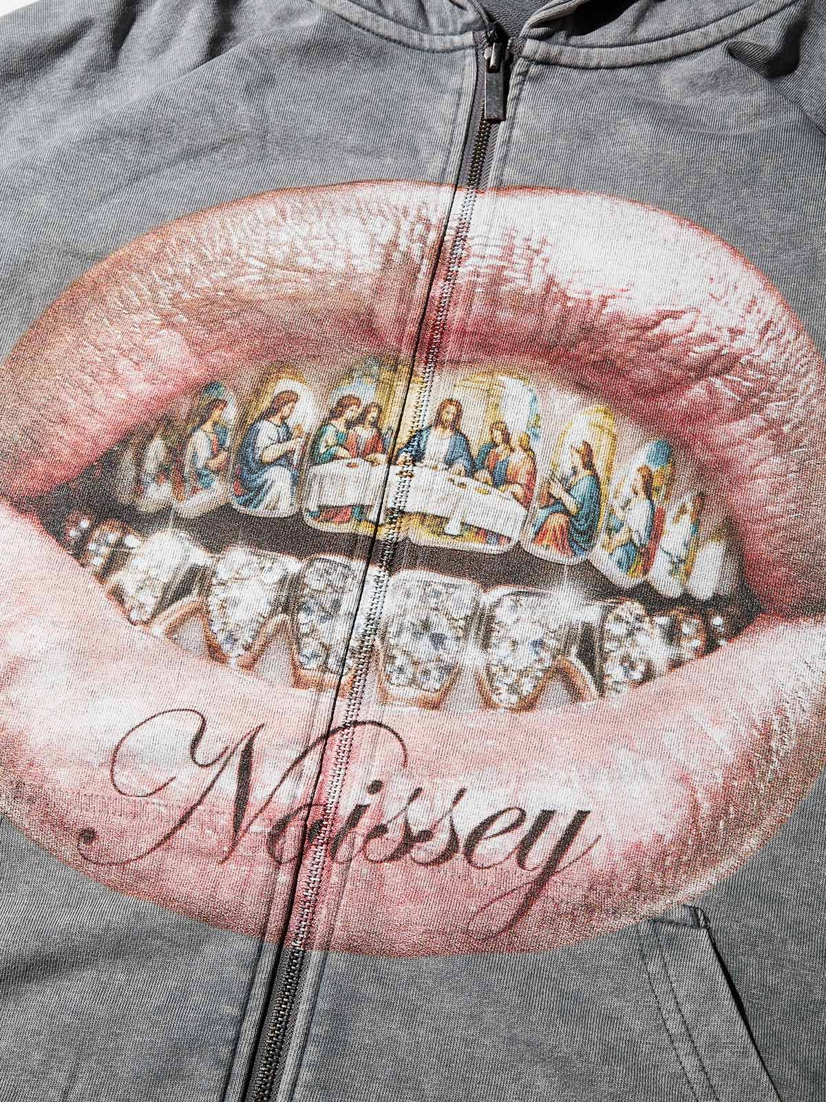 The Last Supper Grills Gray Washed Printed Hoodie