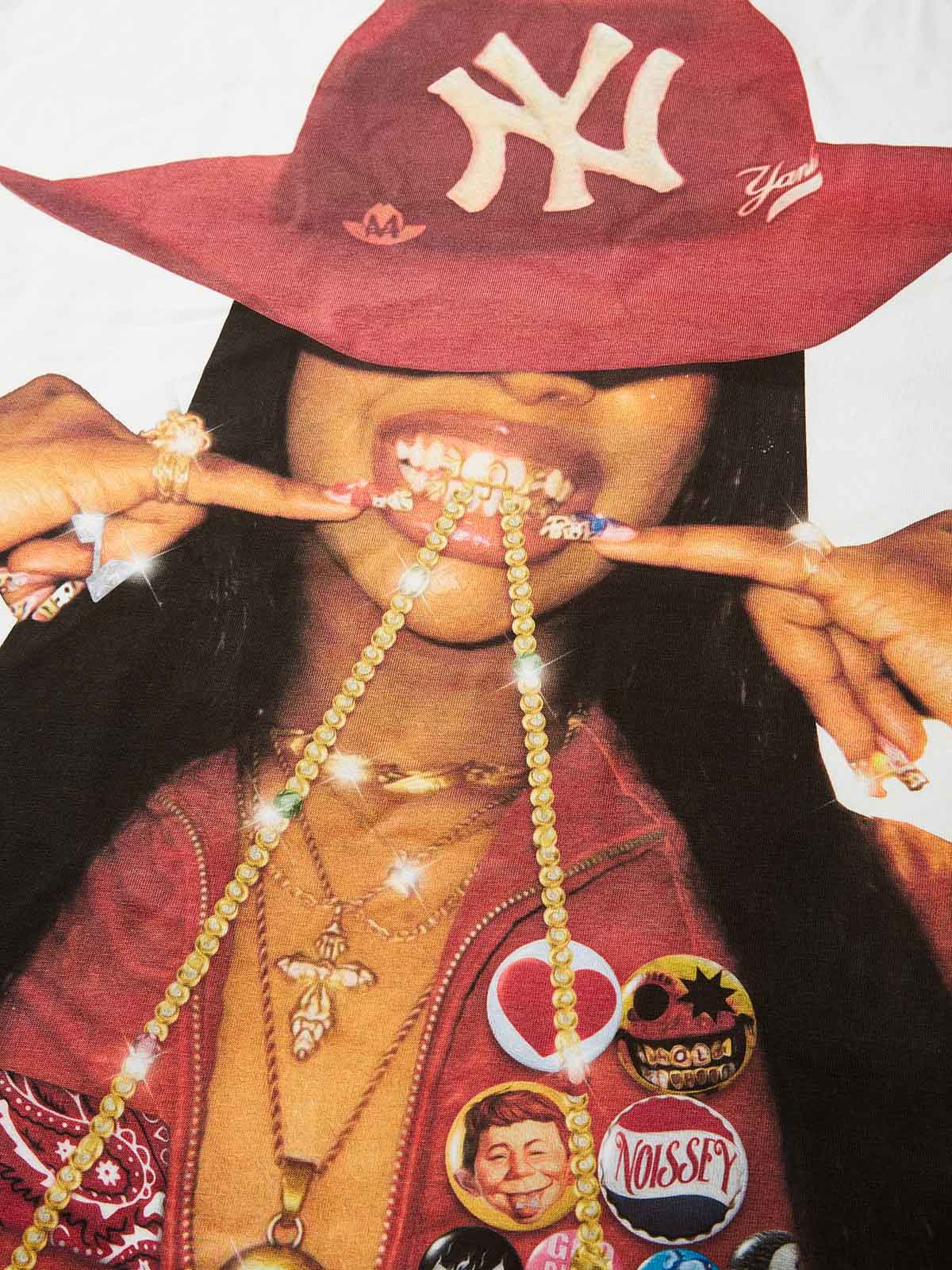 Street Girl with Red Cowboy Hat Print T-shirt