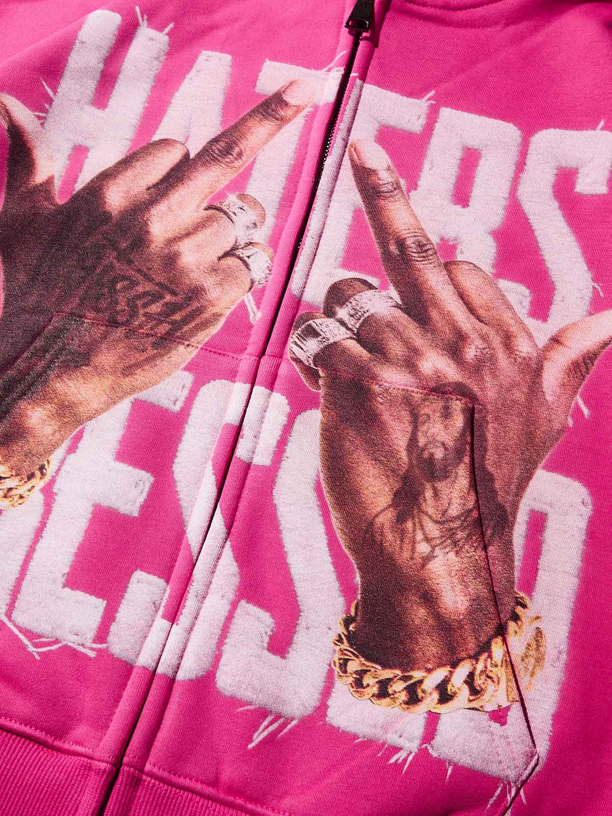 HATERS PRESSED! Pink Warm Printed Hoodie