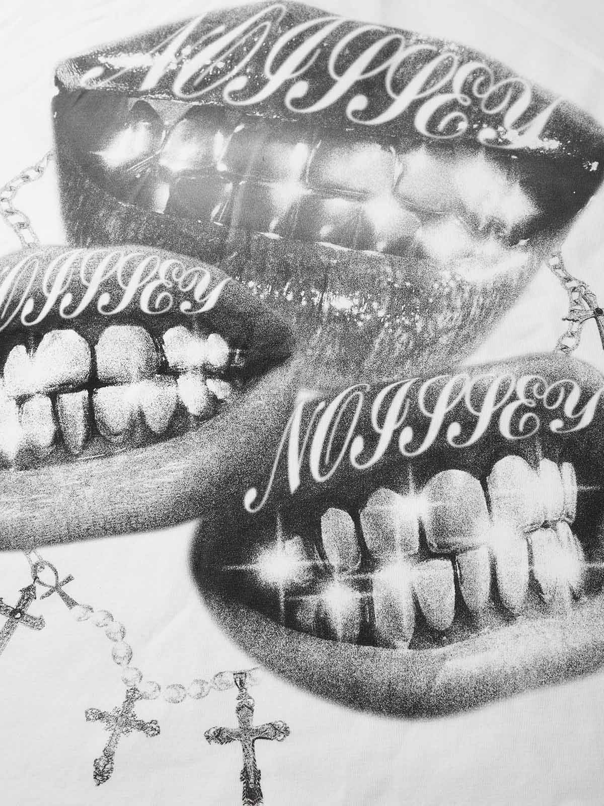 Boxy oversized T-shirt Retro Black and White Monochrome Grills Print