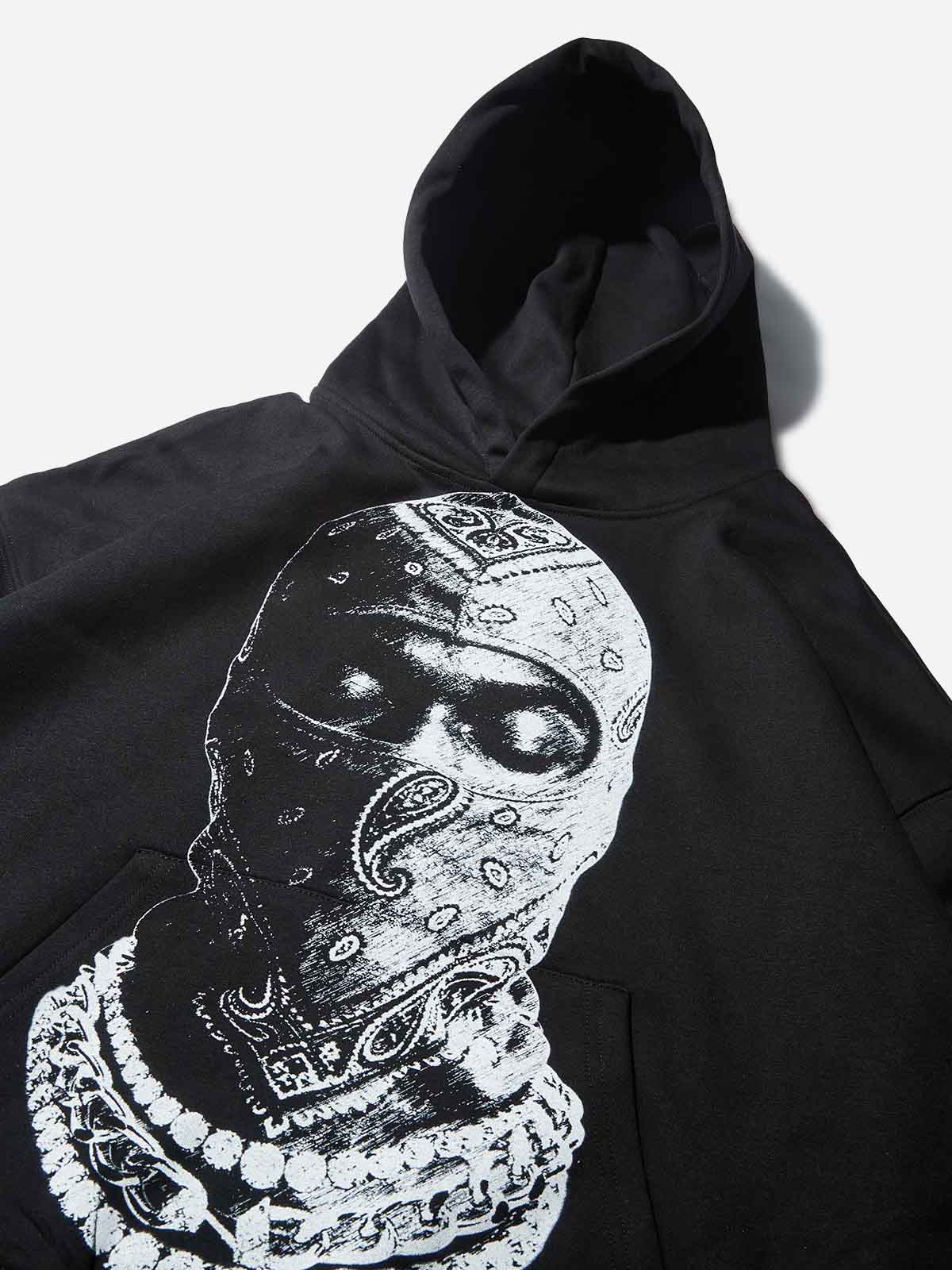 Paisley Balaclava Diamond Necklace Tech Fabric Hoodie