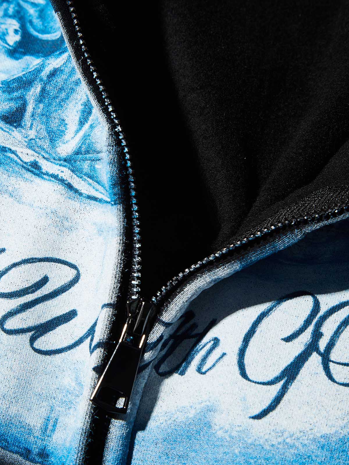 Walk with god Fluorescent Blue Grills Warm Hoodie