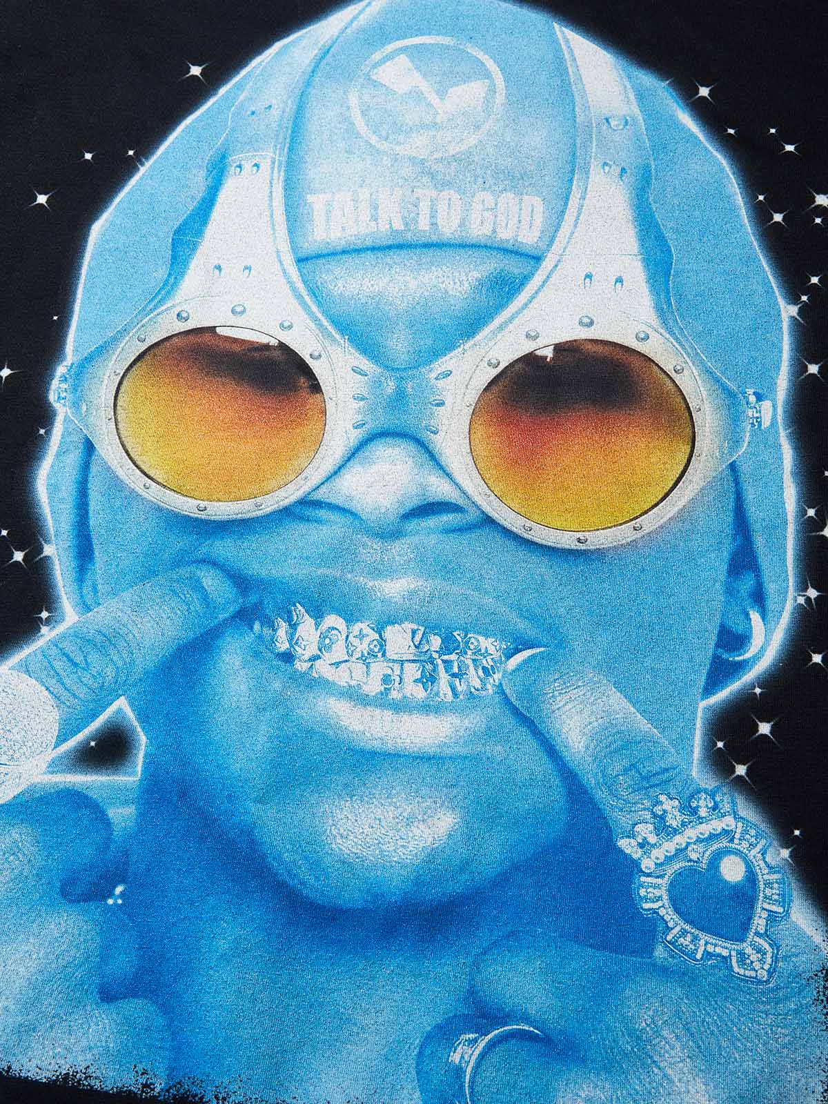 The Man from Outer Space Black Print Boxy Oversized T-shirt