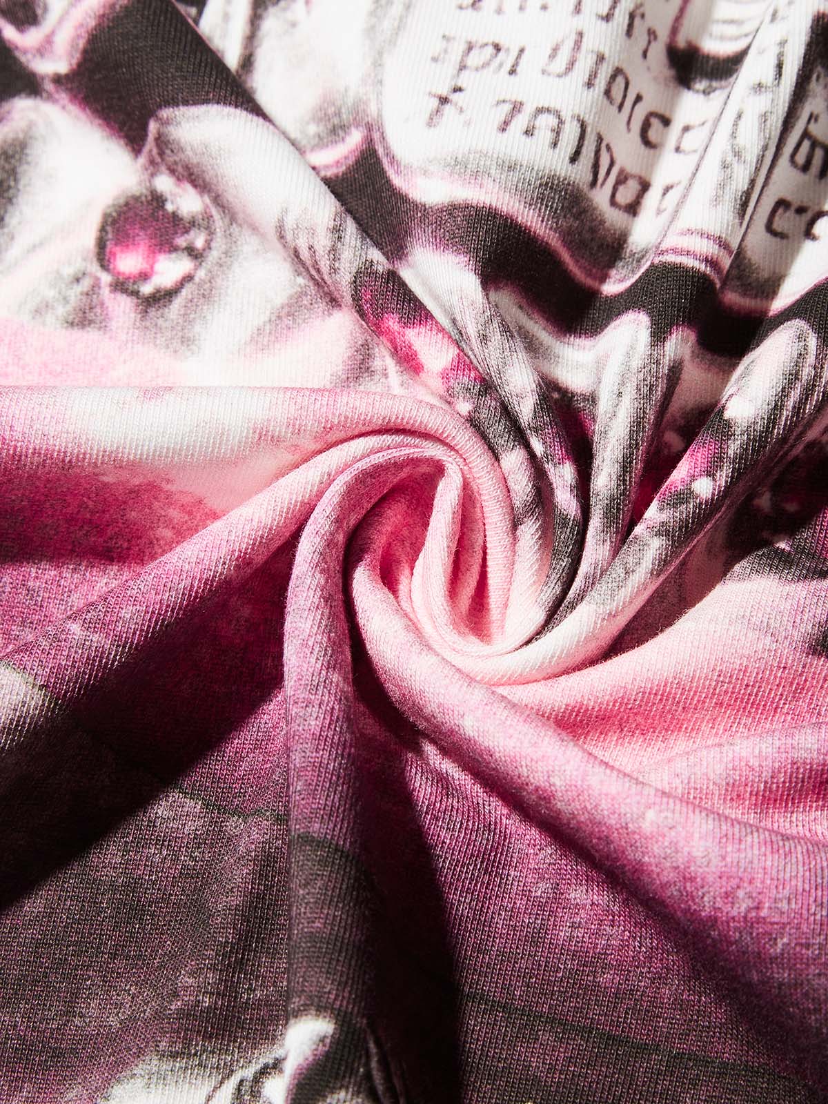 Metal Cross Diamond Grillz Print Boxy Oversized T-shirt