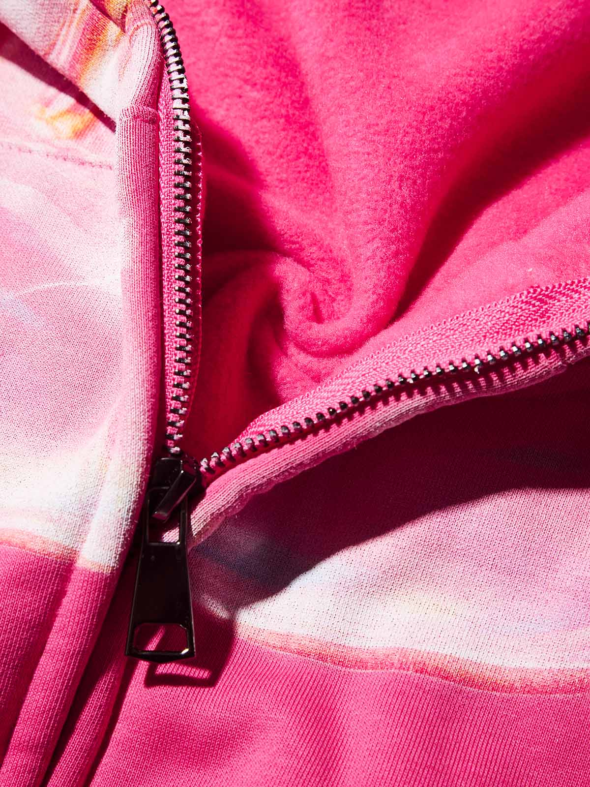 Transparent jelly cat's eye Grillz print pink warm hoodie