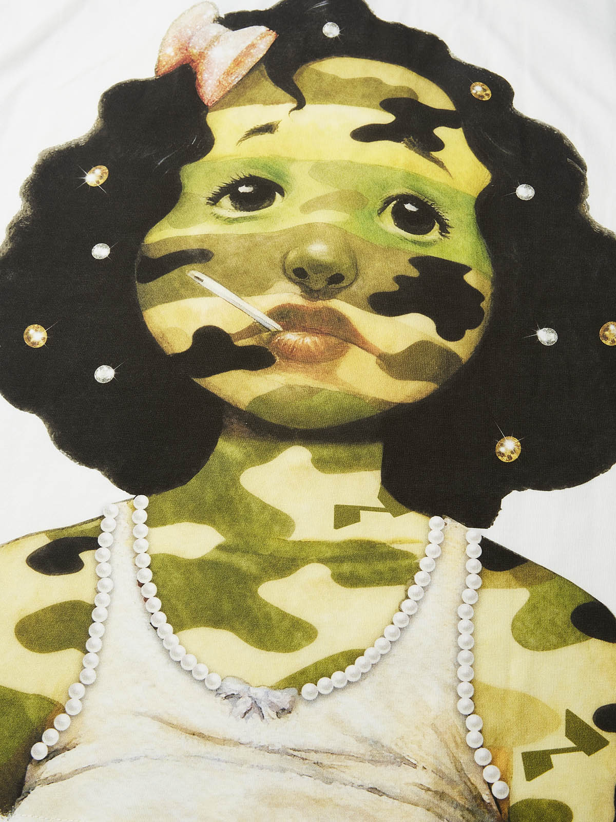 Camouflage Striped Girl Art Print Boxy Oversized T-shirt