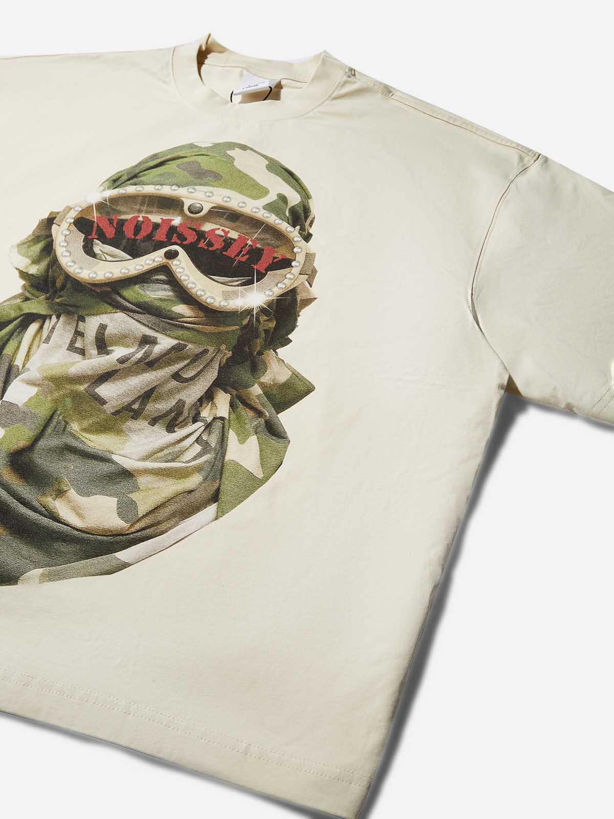 Camouflage Desert Art Headscarf Print Boxy Oversized T-shirt