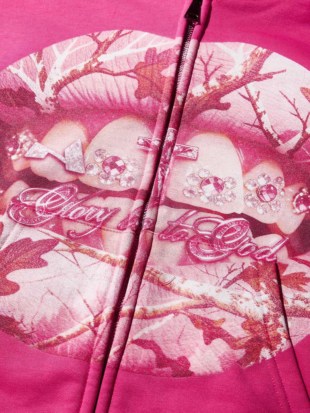 Pink Real tree Artistic Camouflage Print Warm Hoodie