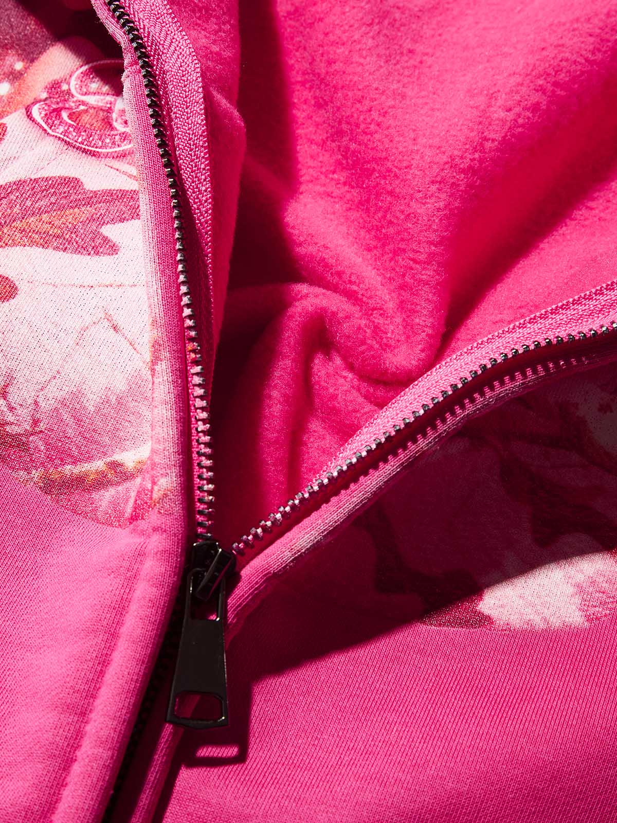 Pink Real tree Artistic Camouflage Print Warm Hoodie