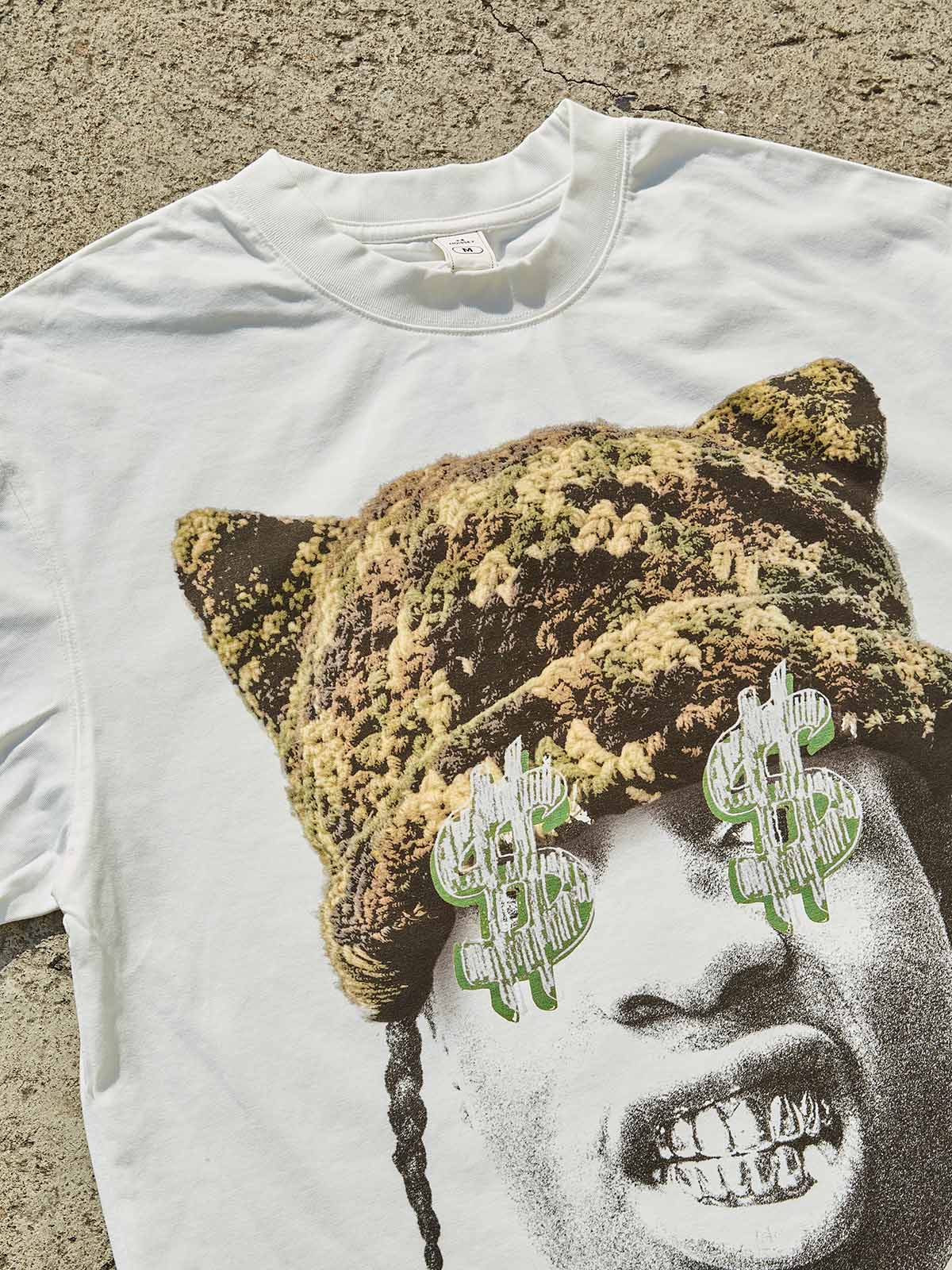 Noissey "Street Vision" Tee β Camo Cat-Ear & Money Eyes Graphic