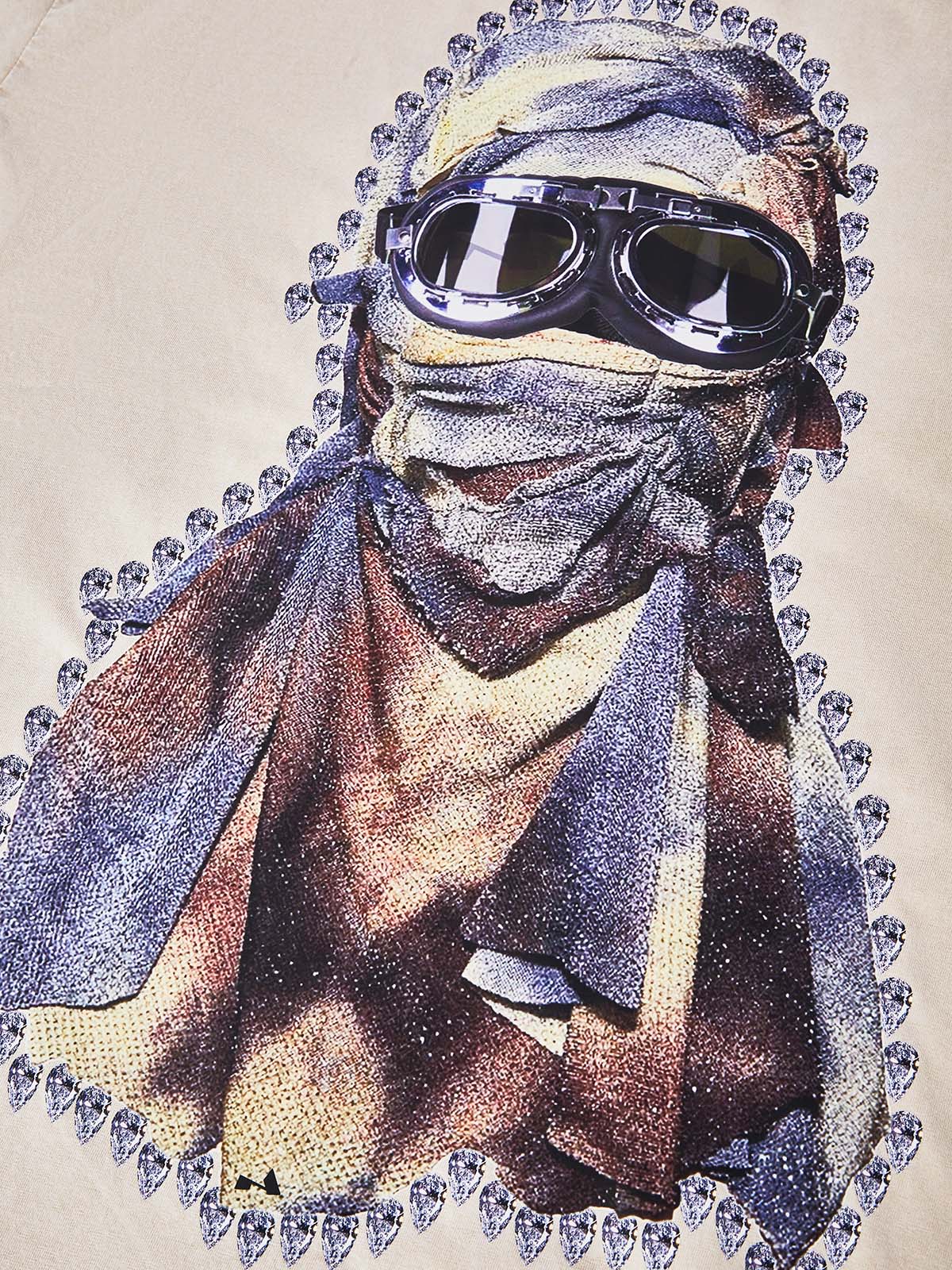 Desert Knight Vintage Collage Mask Printed T-shirt