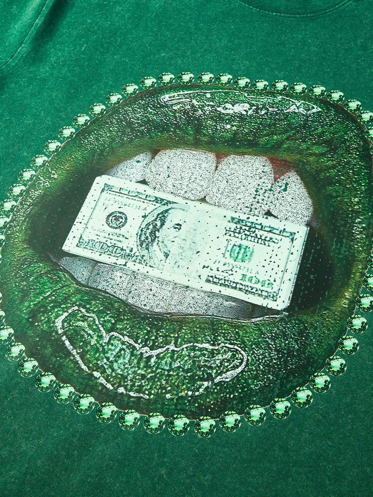 BOUNCE BACK© Bite down hard on money-printed T-shirt