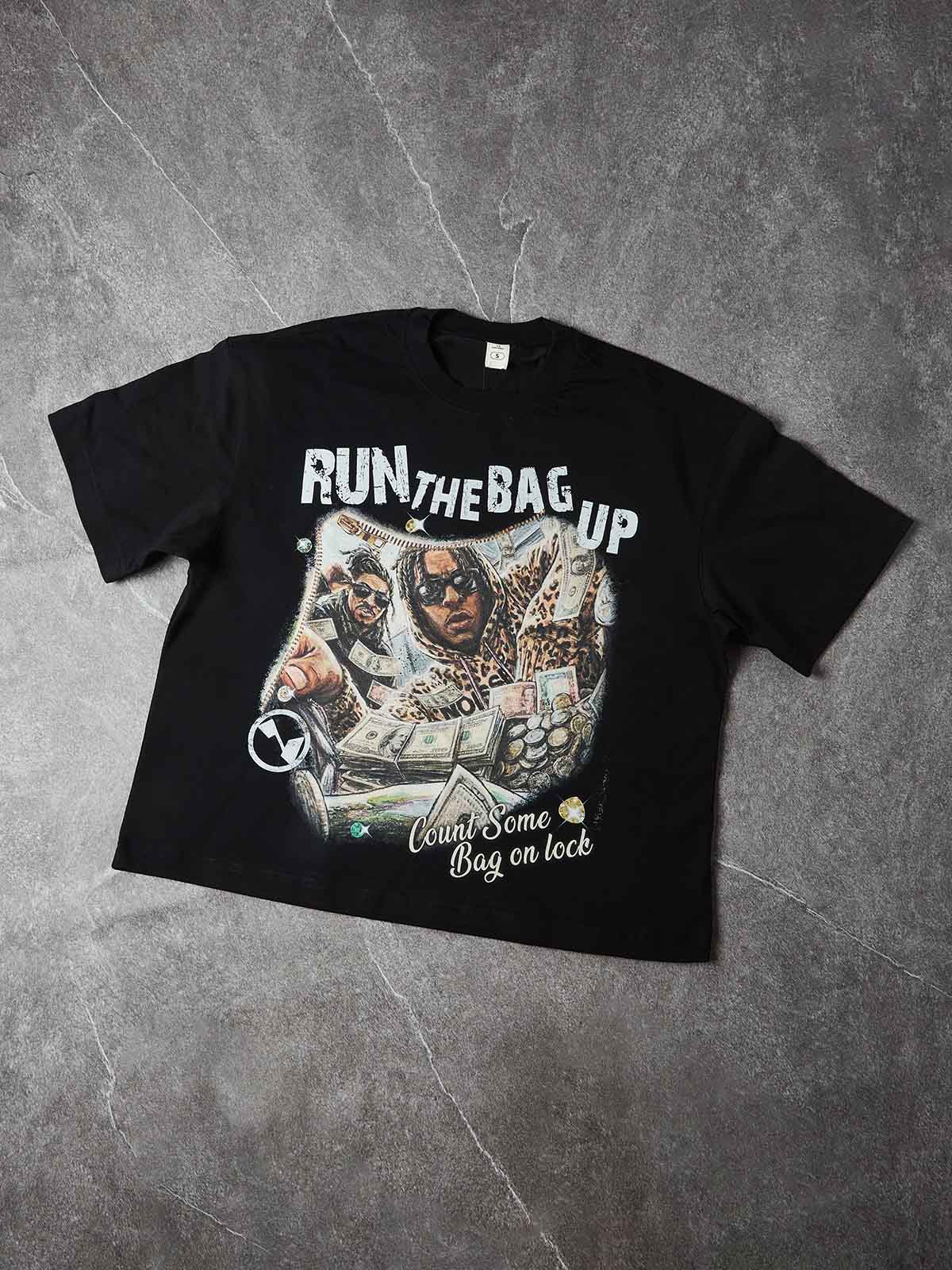 NOISSEY "RUN THE BAG UP" MONEY STACK ART PRINT OVERSIZED Boxy T-SHIRT