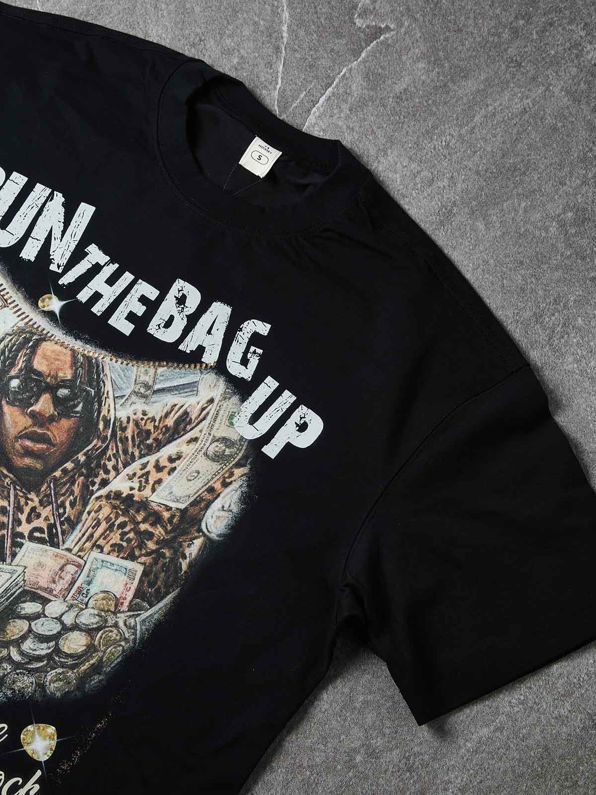 NOISSEY "RUN THE BAG UP" MONEY STACK ART PRINT OVERSIZED Boxy T-SHIRT