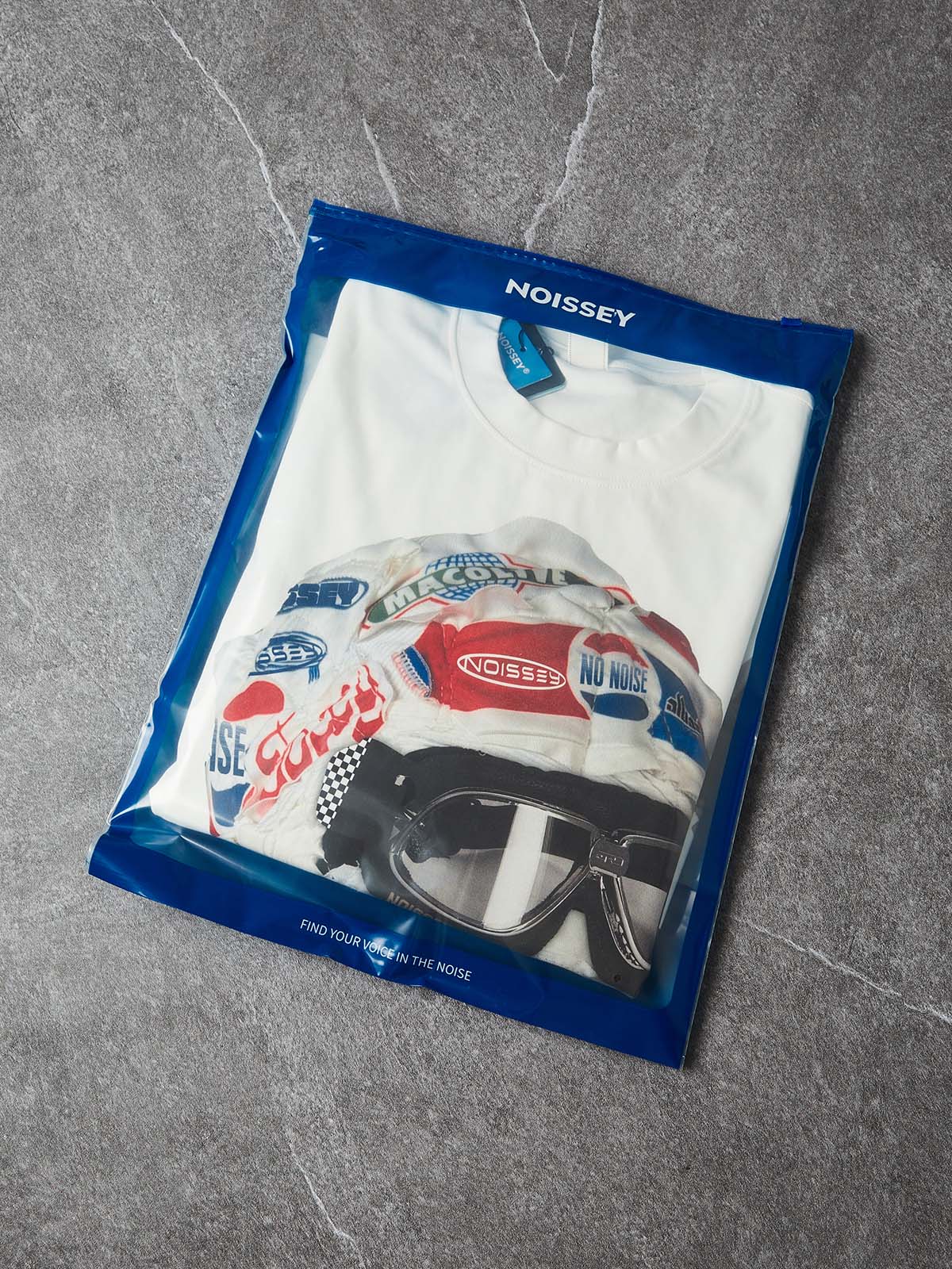 NOISSEY Speed Phantom Racing Mask Asymmetric Graffiti Long Sleeve Shirt - White