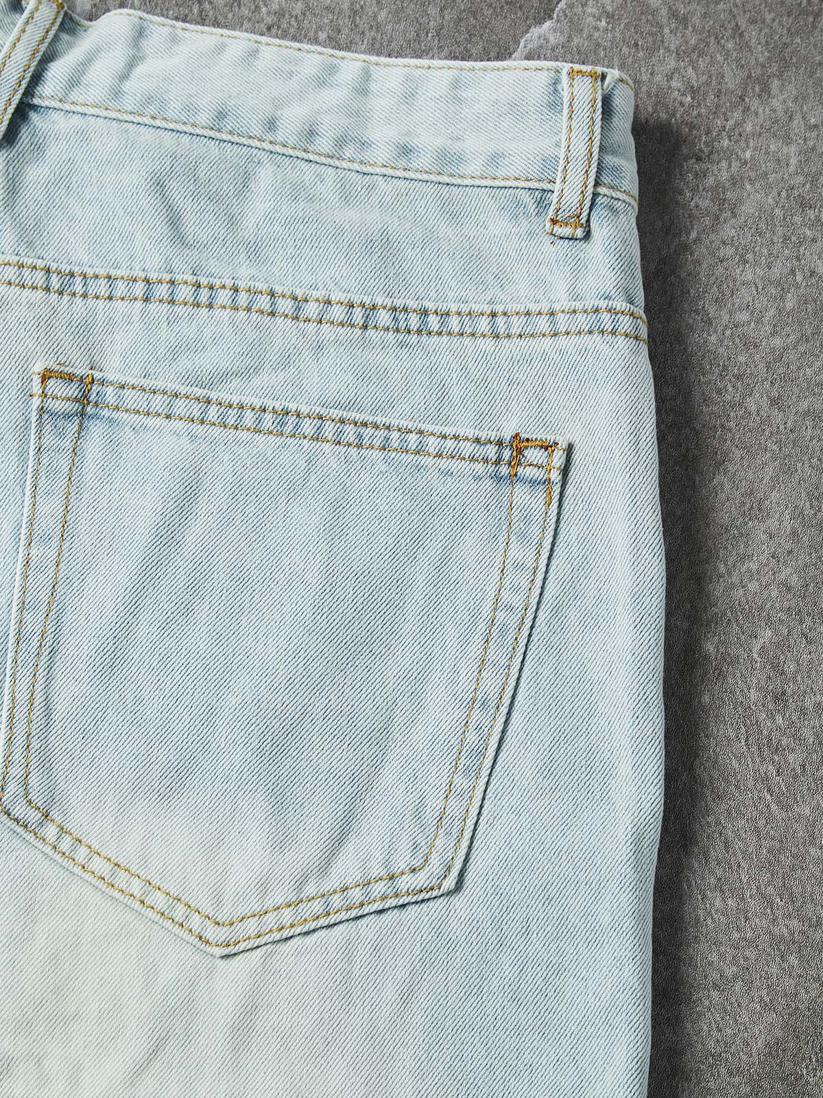 NOISSEY Ocean Chain Vintage Wash Boxy Denim Shorts - Arctic Blue