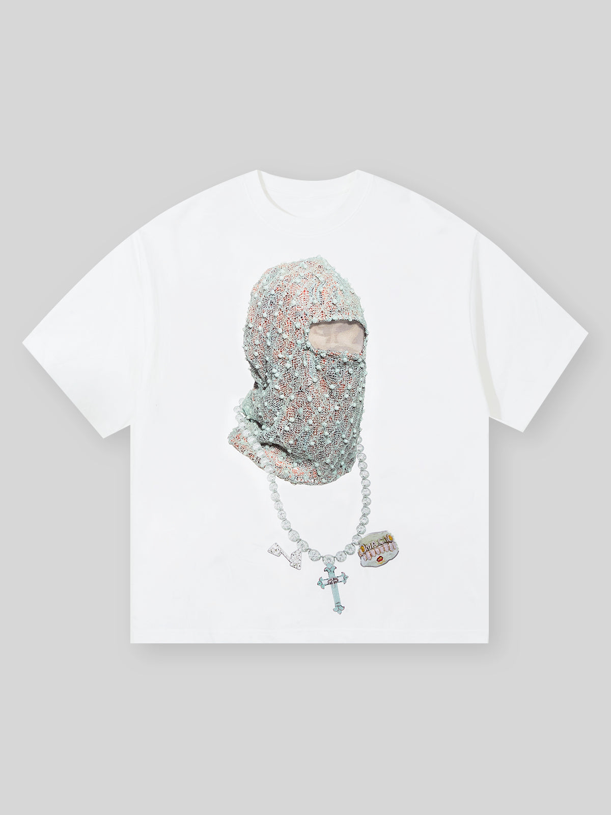 BOUNCE BACK© Diamond Face Mask Necklace Printed T-shirt