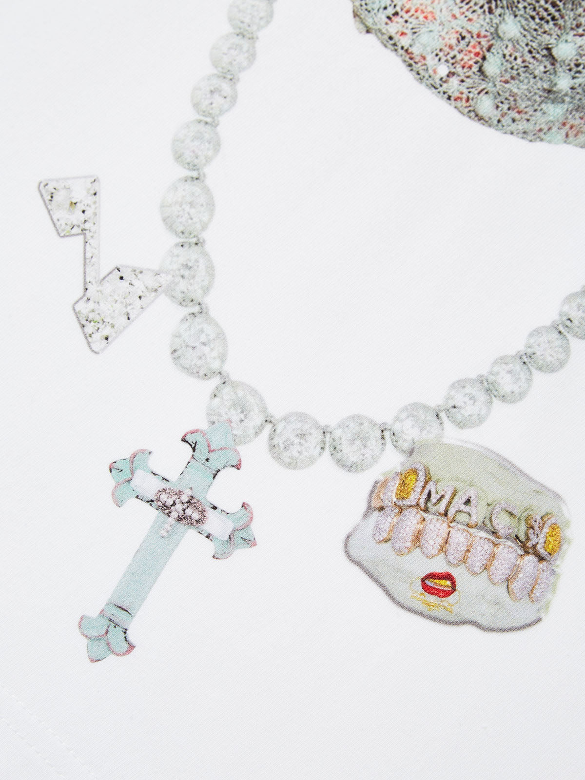 BOUNCE BACK© Diamond Face Mask Necklace Printed T-shirt