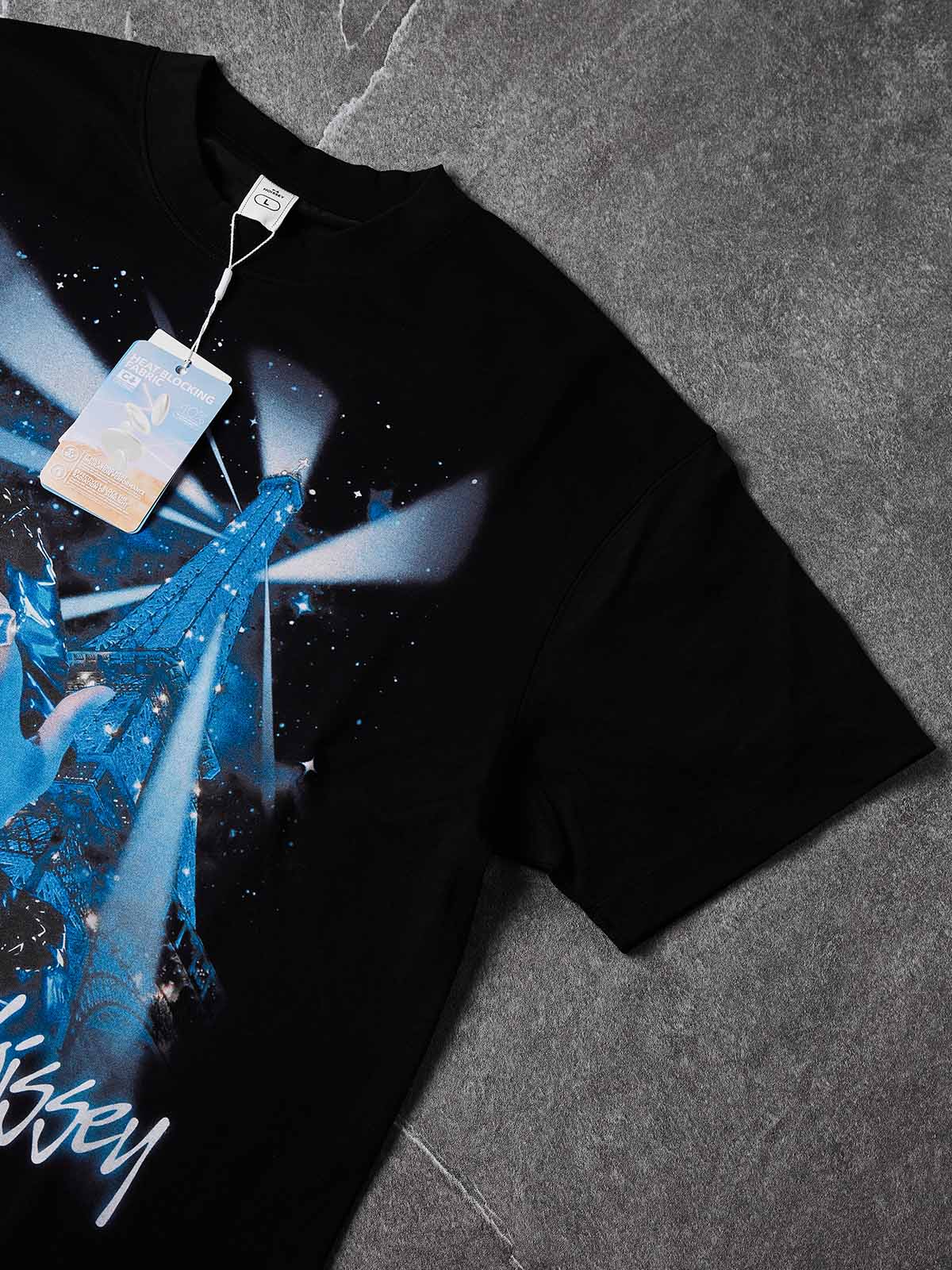 NOISSEY "Midnight Eiffel" Parisian Night Art Print T-Shirt - Onyx Black