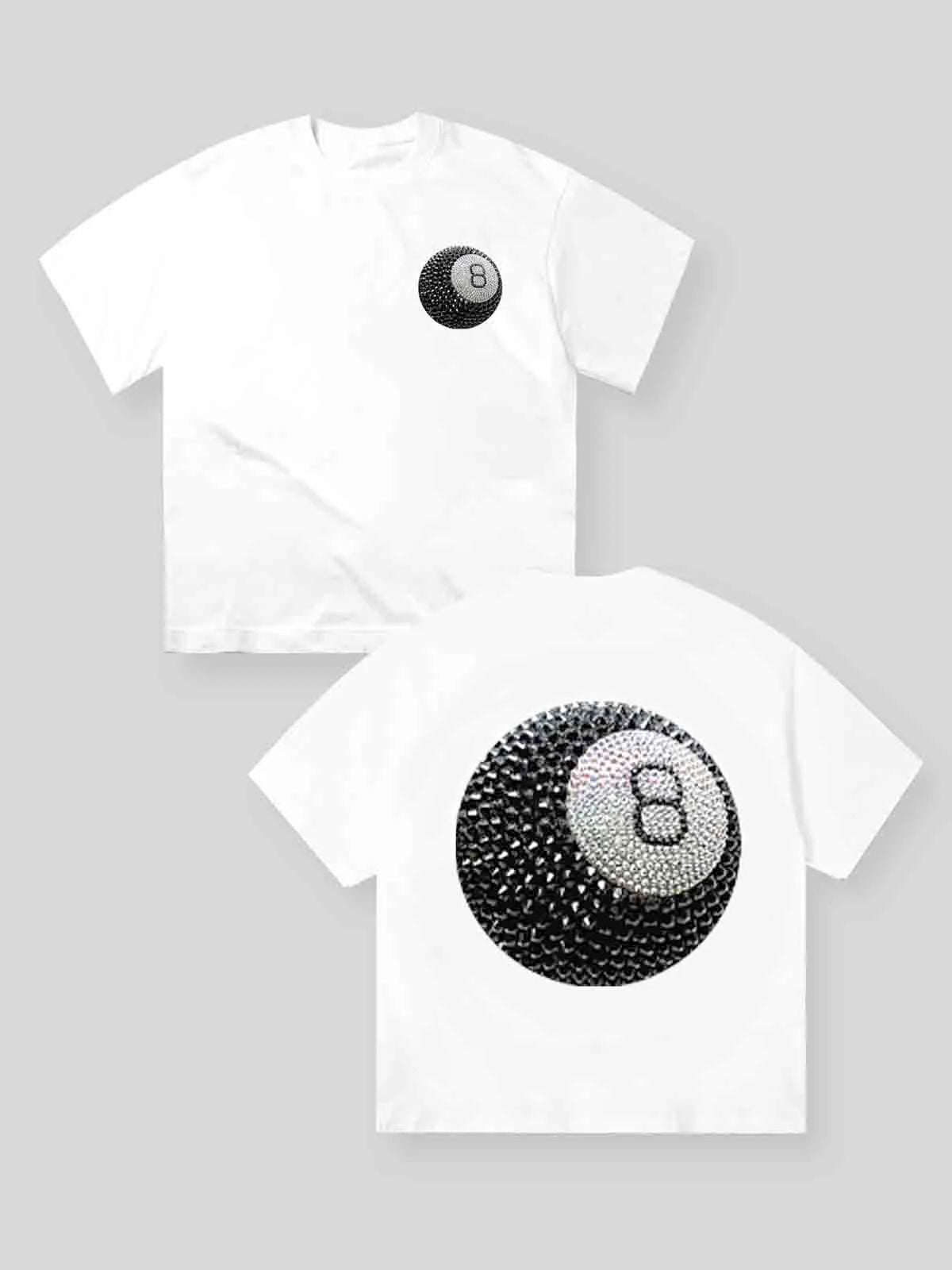 Rhinestone Billiard Printed T-shirt