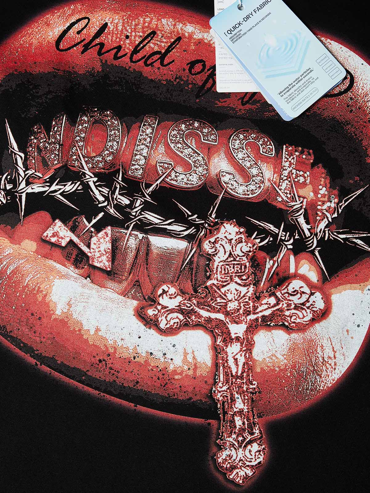 Close-up of the diamond-encrusted grills and the intricate texture of the barbed wire, showcasing the high-definition ink saturation.
