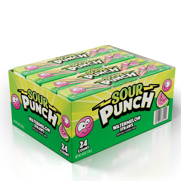 Bonbons pailles à la pastèque Sour Punch