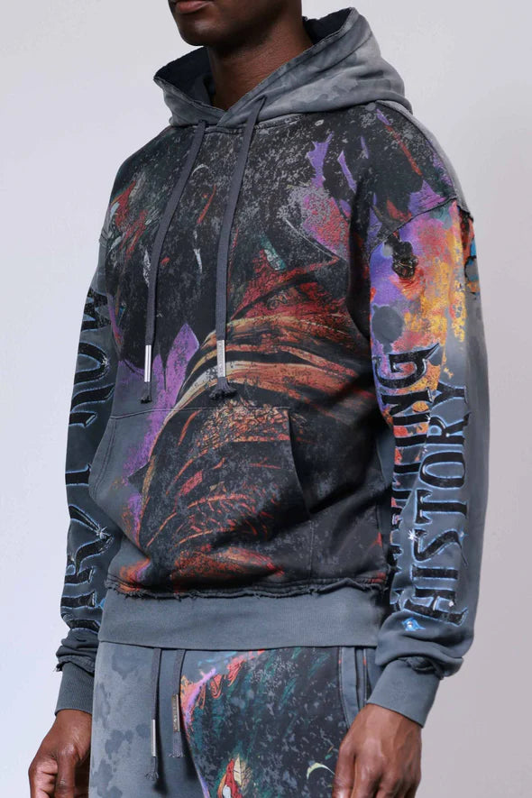 First row dark grey hoodie