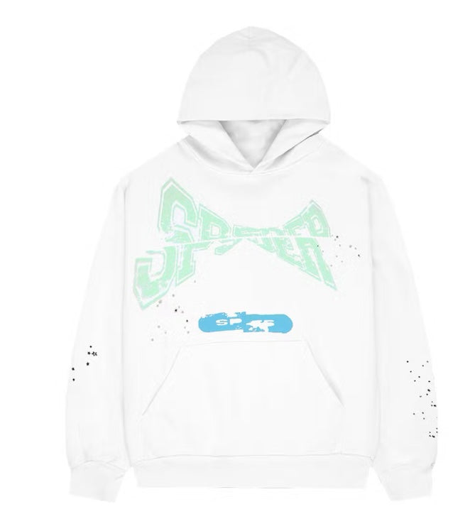 Sp5der Hoodie White Green Logo