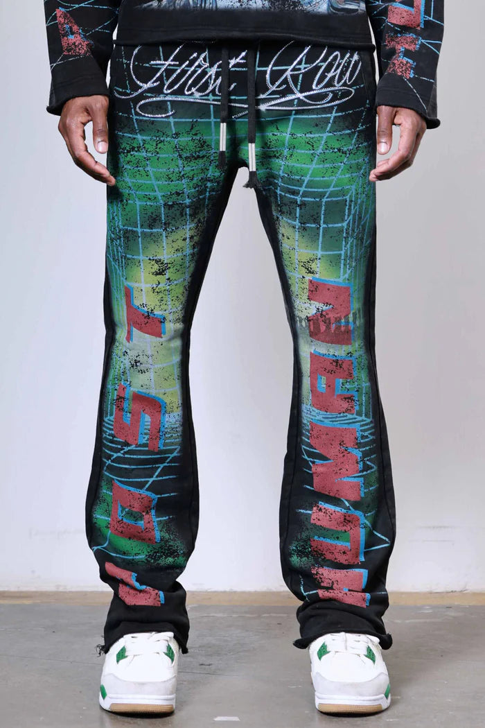 First Row "POST HUMAN MATRIX" Flare Pants