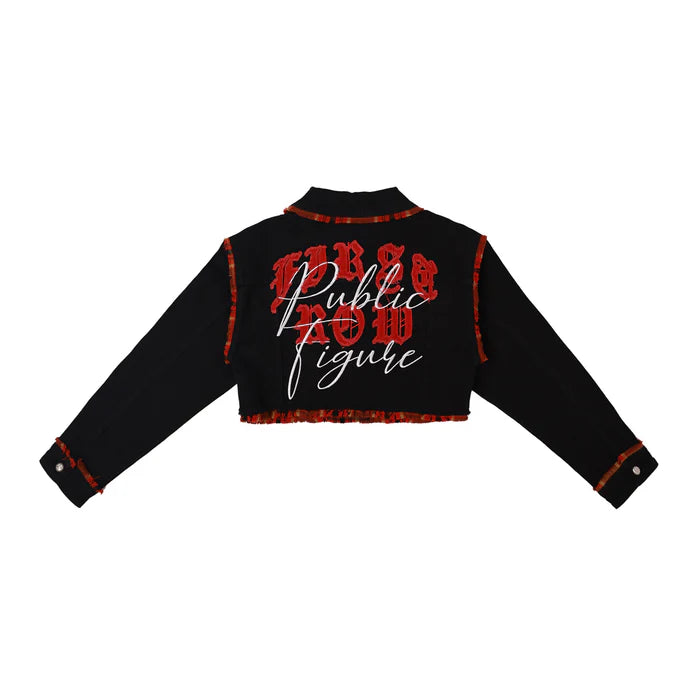 First Row Denim Jacket Woman Black And Red