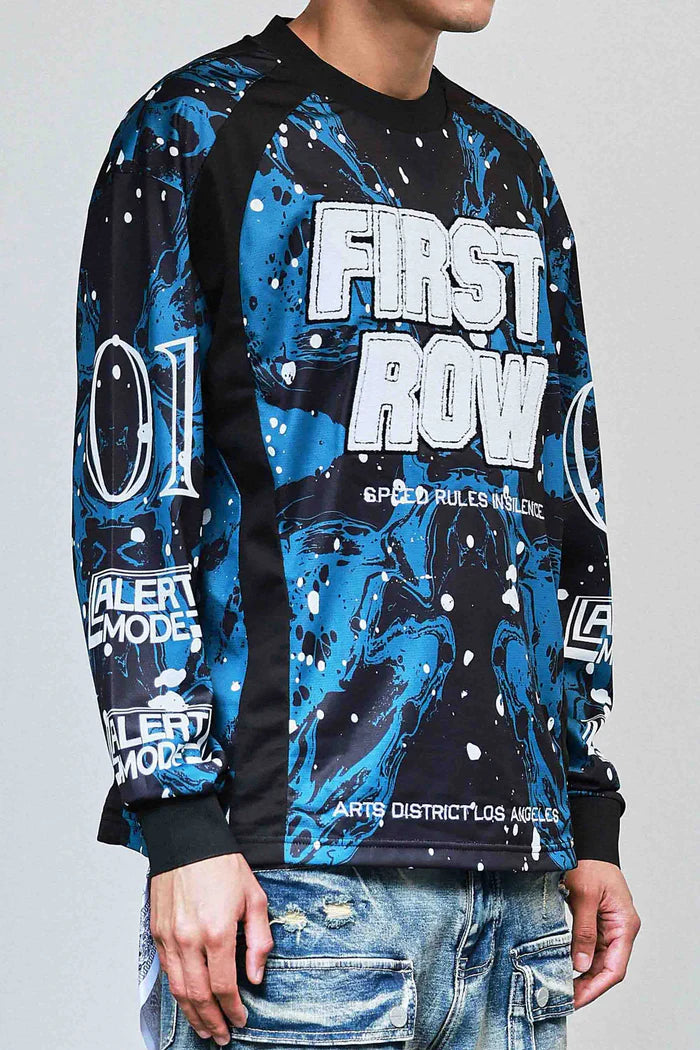 First Row Long Sleeve Jersey " Heart Of Chaos Blue and Black "