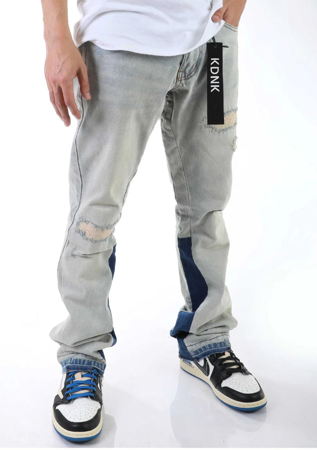 KNDK Bleached Moto Skinny Jeans ‘Grey’