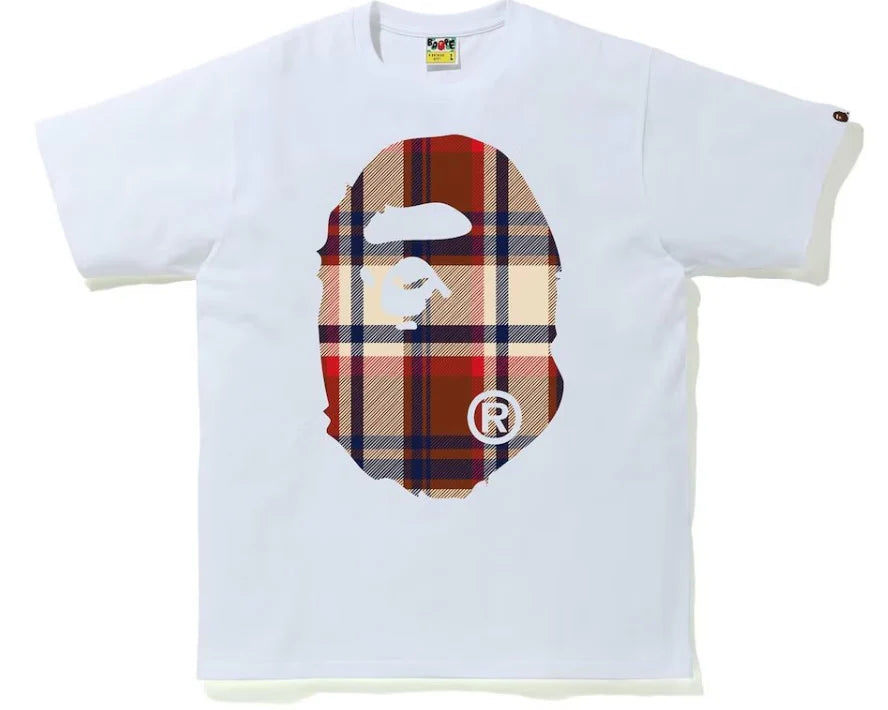 Bape Big Head Burberry White Tee