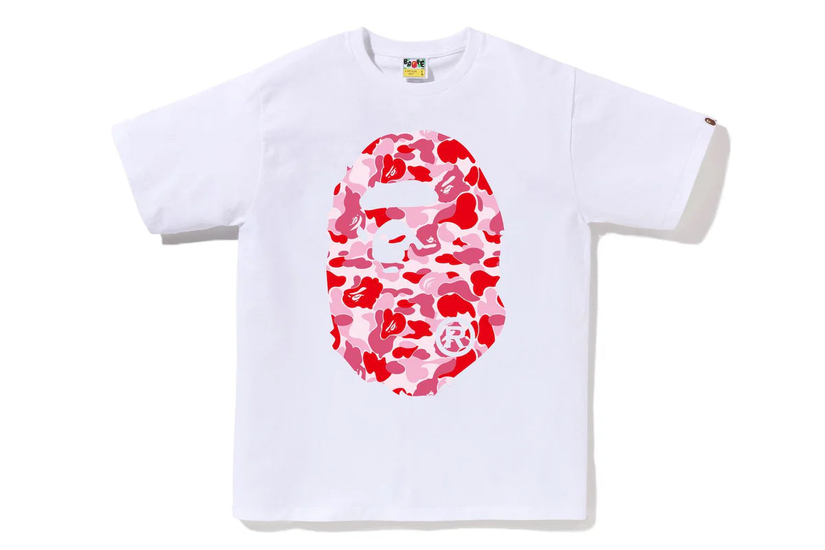 Bape White Tee Shirt Big Head Blue/pink