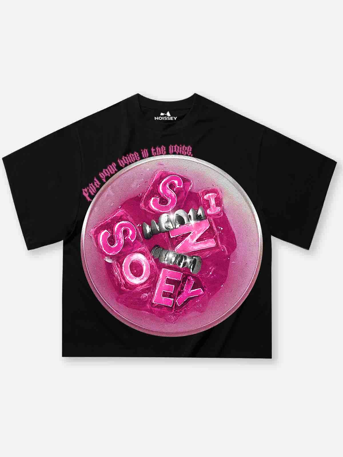 Noissey Boxy Oversized T-shirt with Pink Icy Drink