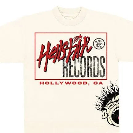 Hellstar Records Short Sleeve Tee Shirt Cream