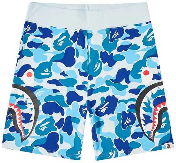 BAPE Big ABC Camo Side Shark Sweat Shorts Blue