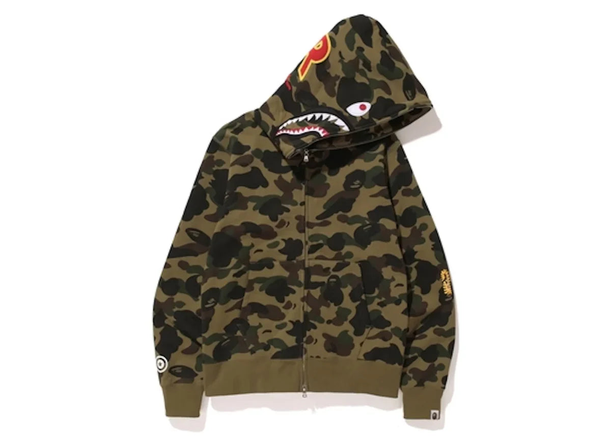 BAPE ABC Camo Shark Sweat à Capuche Zippé Complet Vert