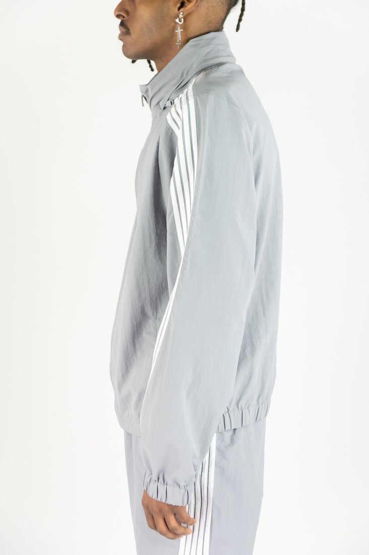 Striped nylon windbreaker jkt - A00-14505 - grey