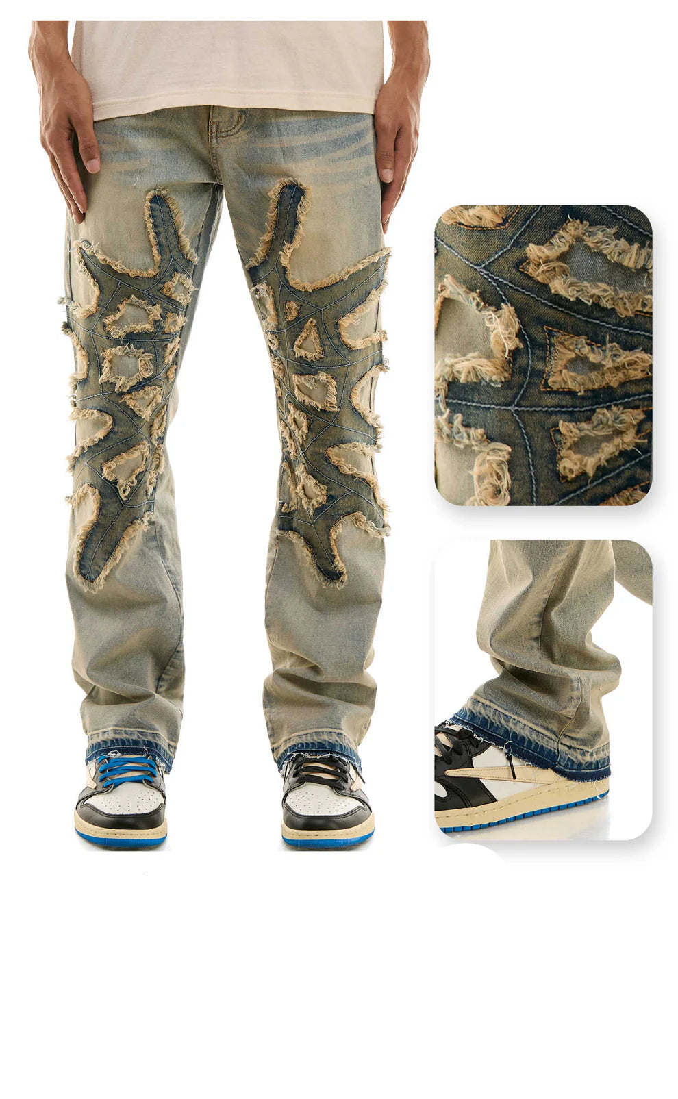 KDNK SPIDER WEB SLIM JEANS 'Blue'