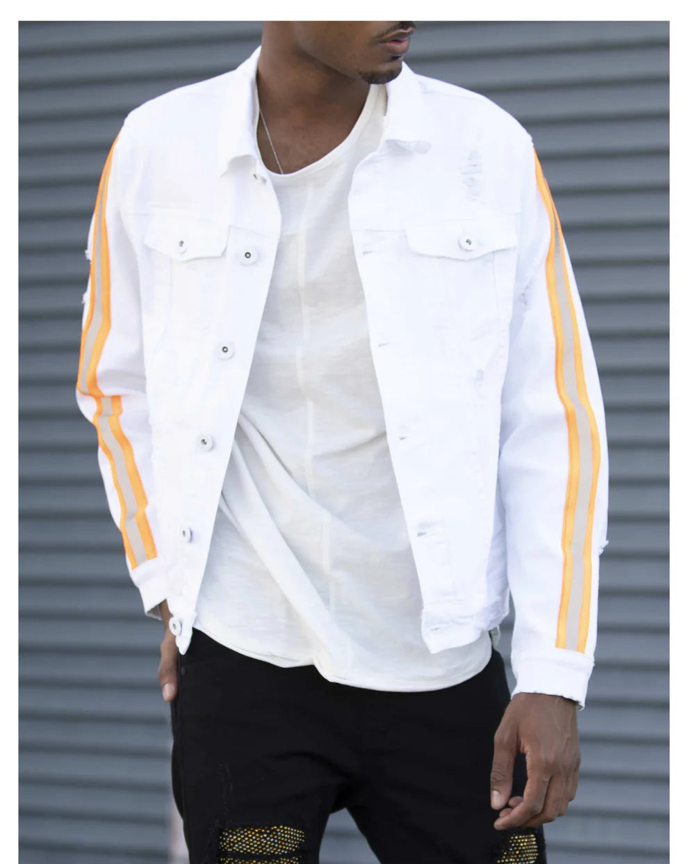 KDNK SAFETY TAPED JACKET 'White/Orange'