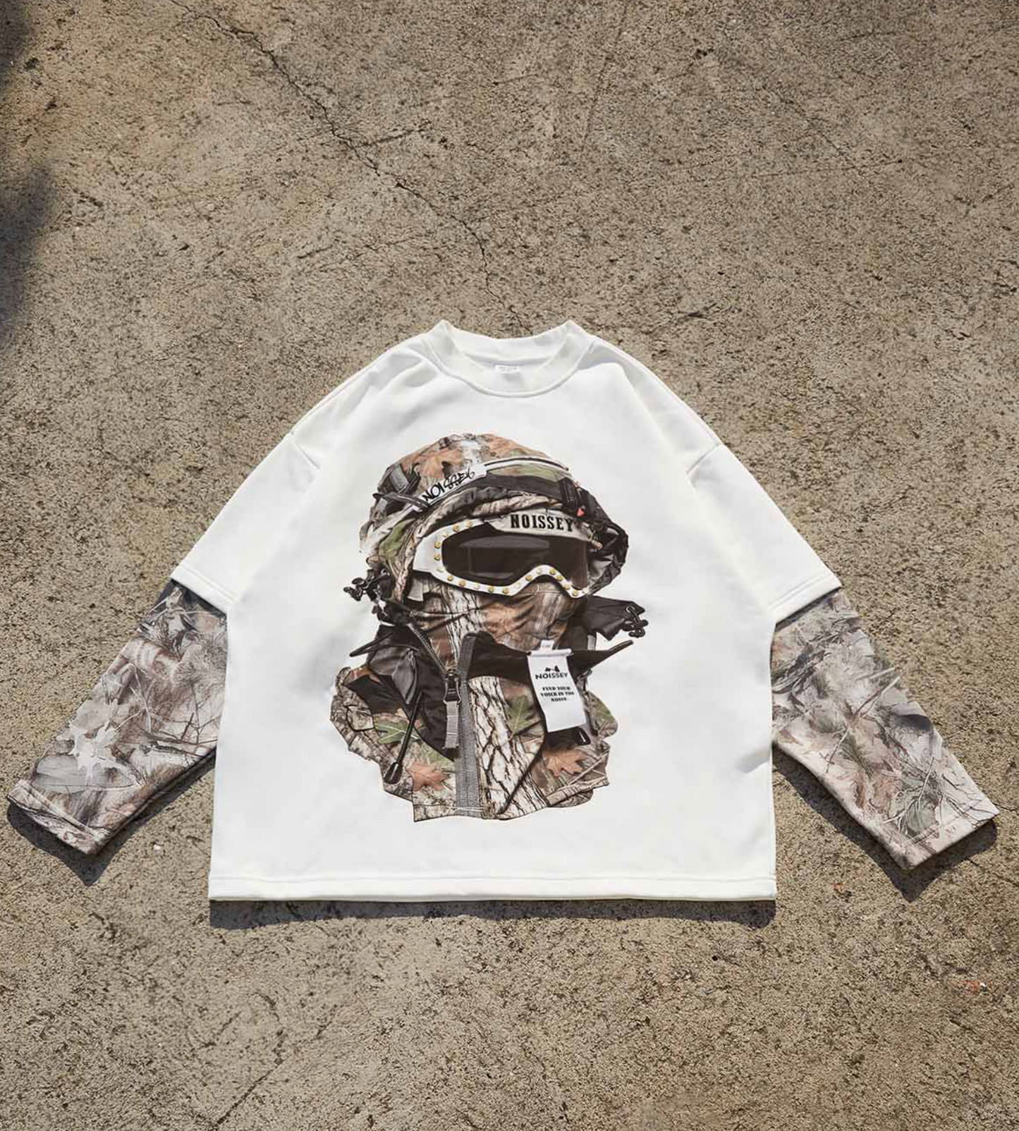 NOISSEY 'Urban Stealth' Real Tree Balaclava Print Heavyweight Long Sleeve Shirt