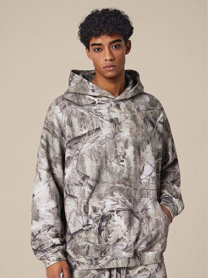 Camouflage Fleece-Lined Hooded Sweatshirt