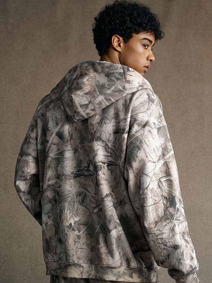 Camouflage Fleece-Lined Hooded Sweatshirt