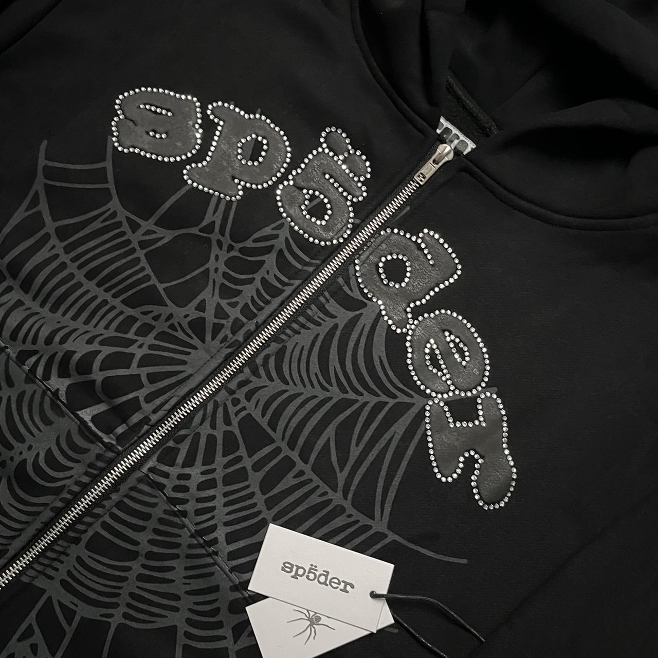 Sp5der ZipUp Hoodie Black Rhinestone