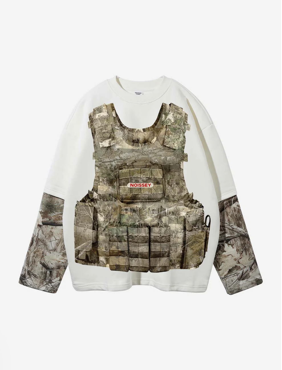 NOISSEY Real Tree Bulletproof Vest Print Tree-Pattern Long Sleeve