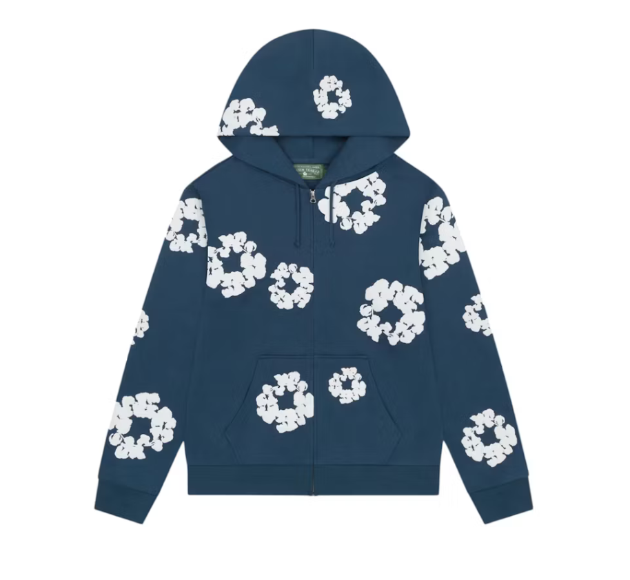 Denim Tears Zip Up Hoodie 'Navy'