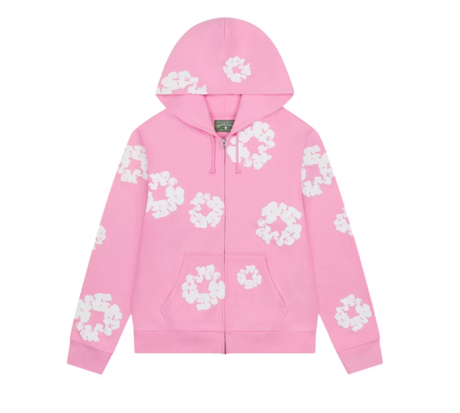 Denim Tears Zip Up Hoodie 'Pink'
